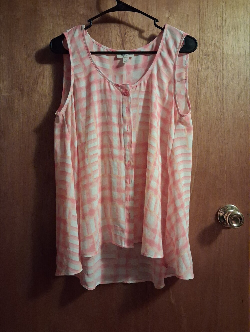Style & Co. Pink and White Striped Sleeveless Button-Front Camisole NWOT